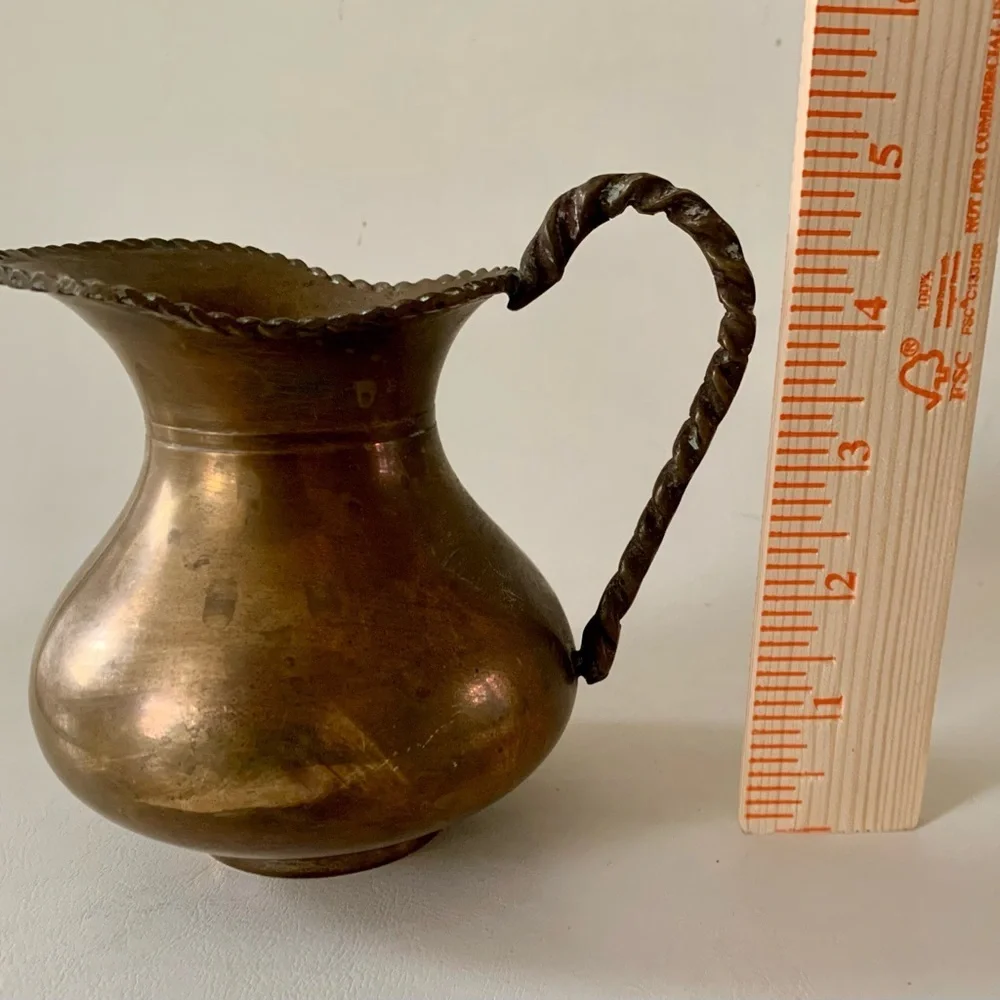 Vintage Solid Brass Water Pitcher Rope Handle Design Made in India